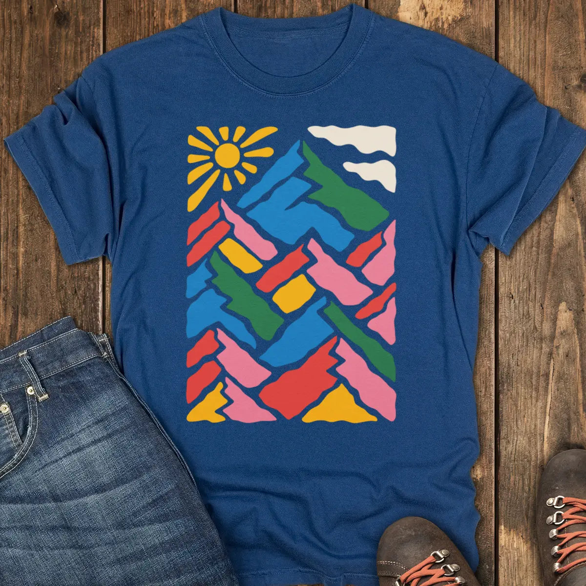 Mountain Mosaic Tee - Navy