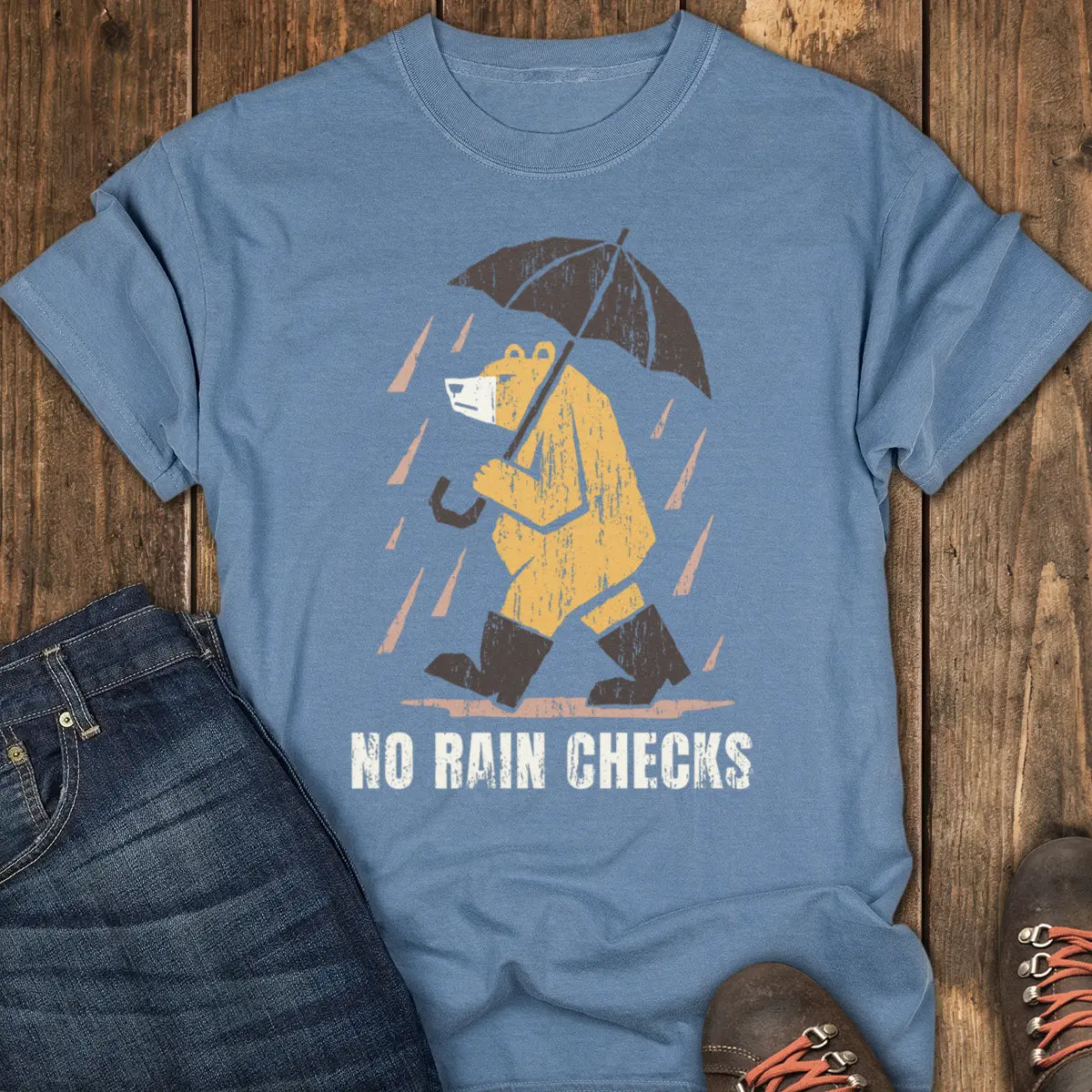 No Rain Checks Tee - Blue Jean