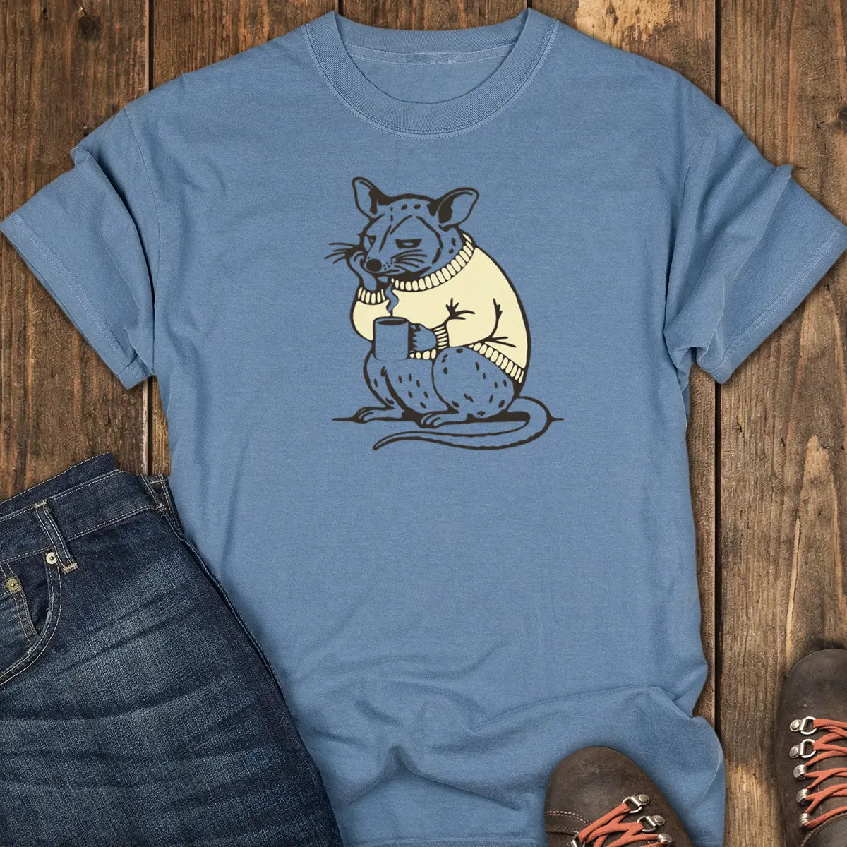 Not A Morning Possum Tee - Blue Jean