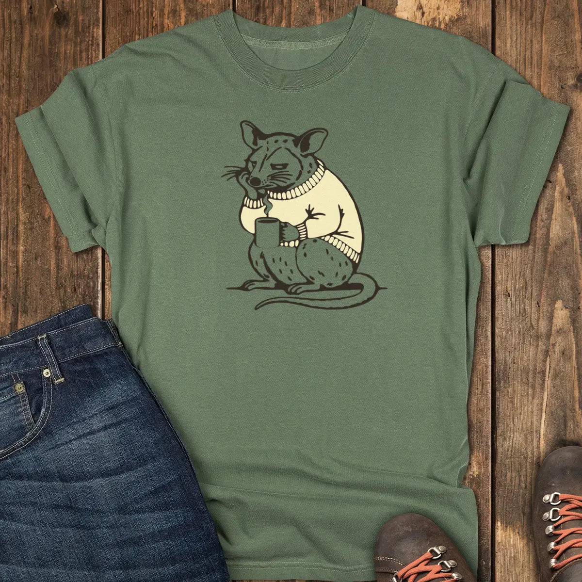 Not A Morning Possum Tee - Moss