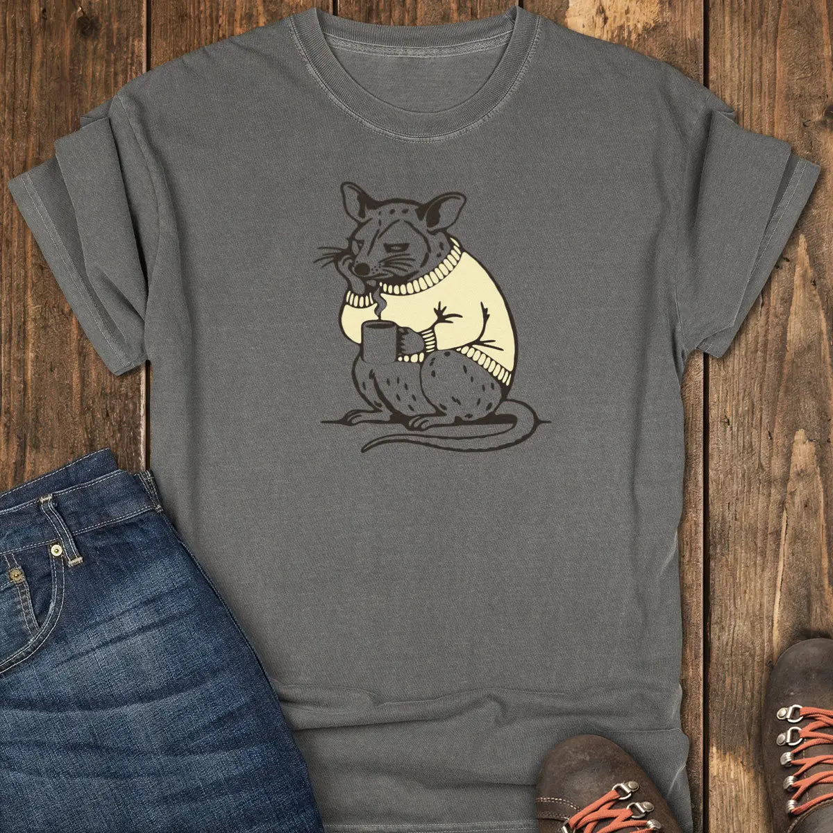 Not A Morning Possum Tee - Pepper