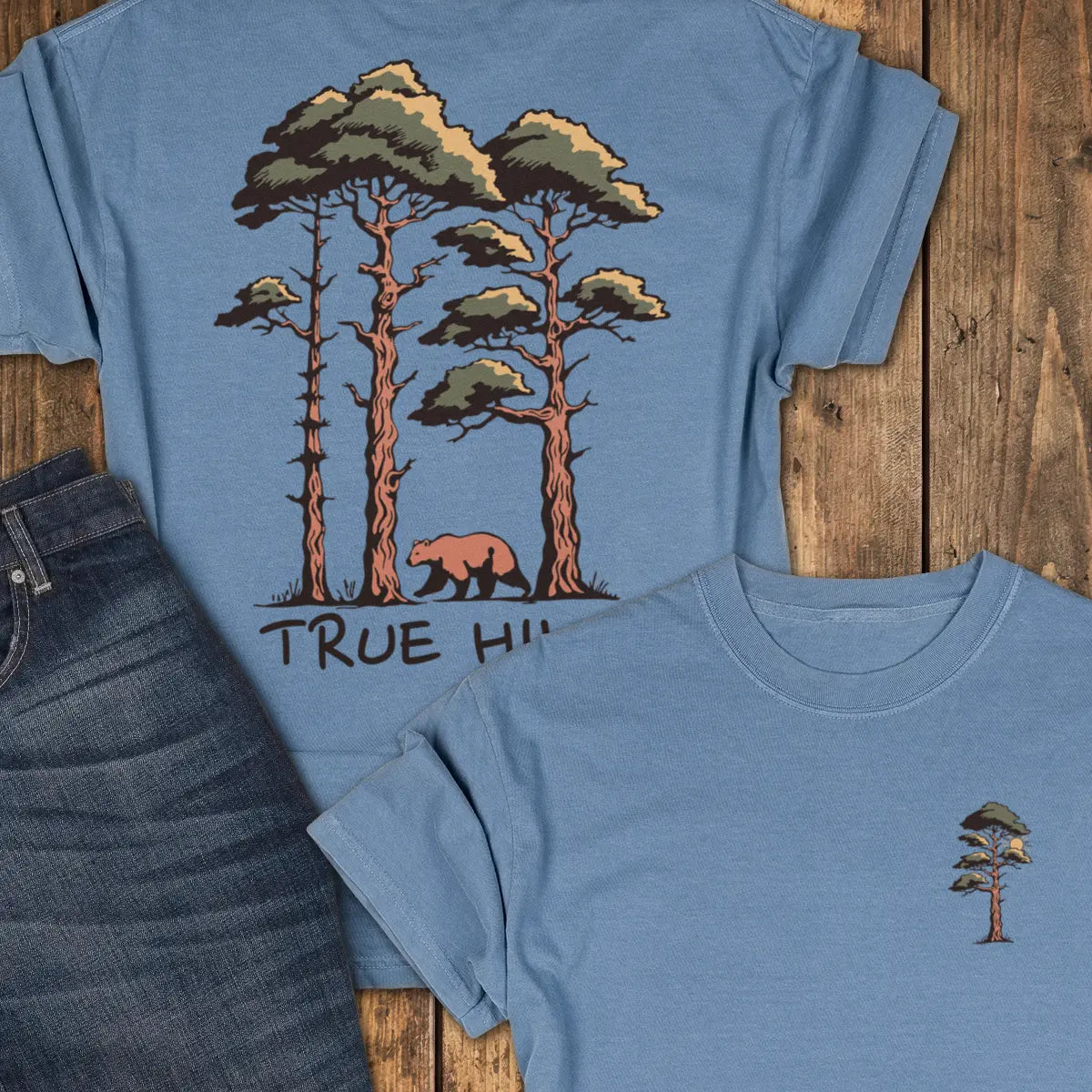 Passing Through — Back Print Tee - Blue Jean