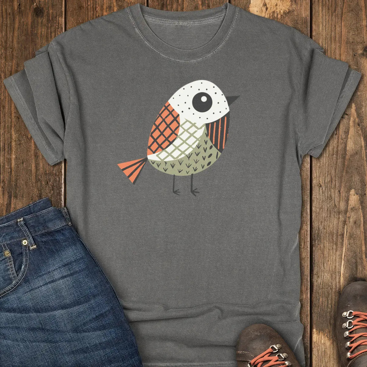 Patchwork Sparrow Tee - Pepper