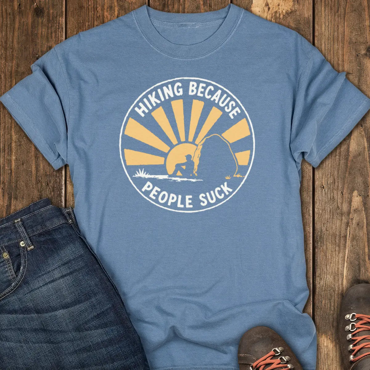 Peace and Quiet Tee - Blue Jean