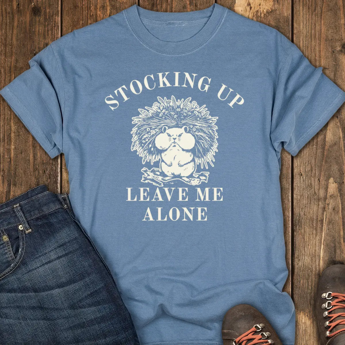 Pika Panic Mode Tee - Blue Jean