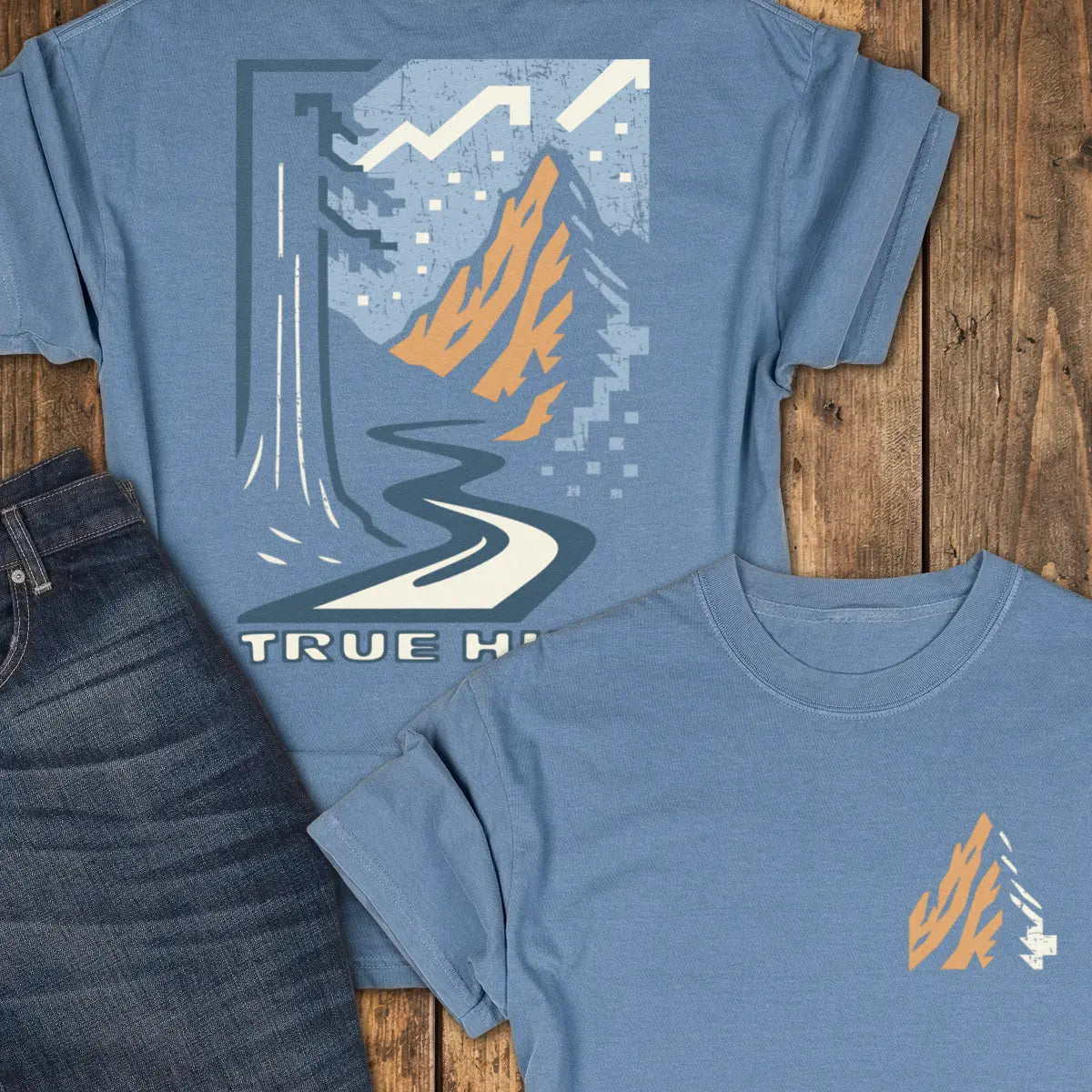 Pixel Peak Tee - Blue Jean