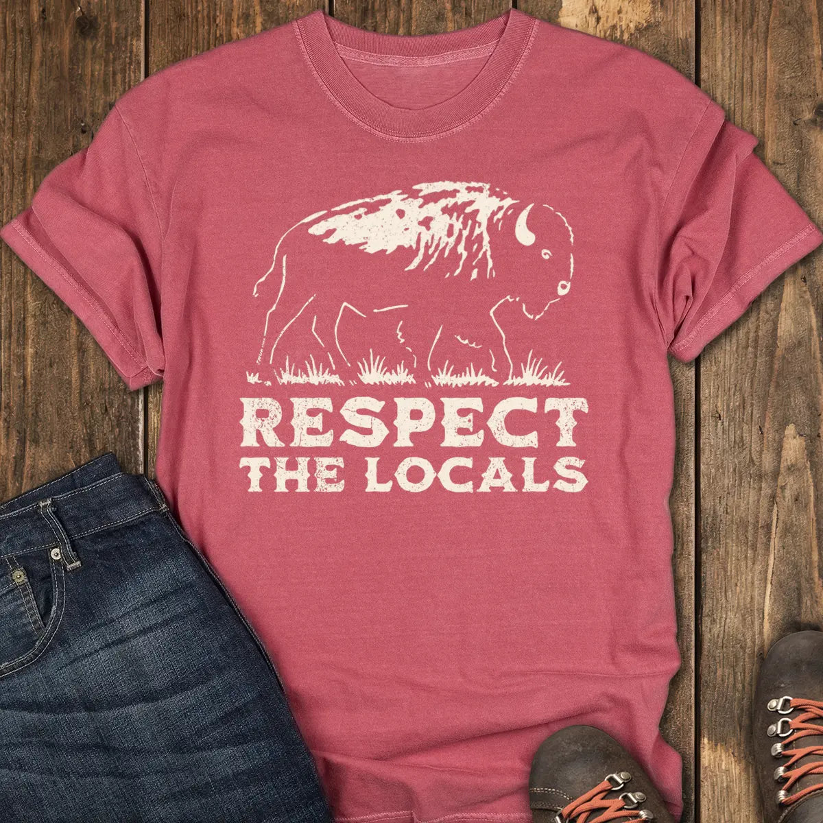 Respect the Locals Tee - Crimson