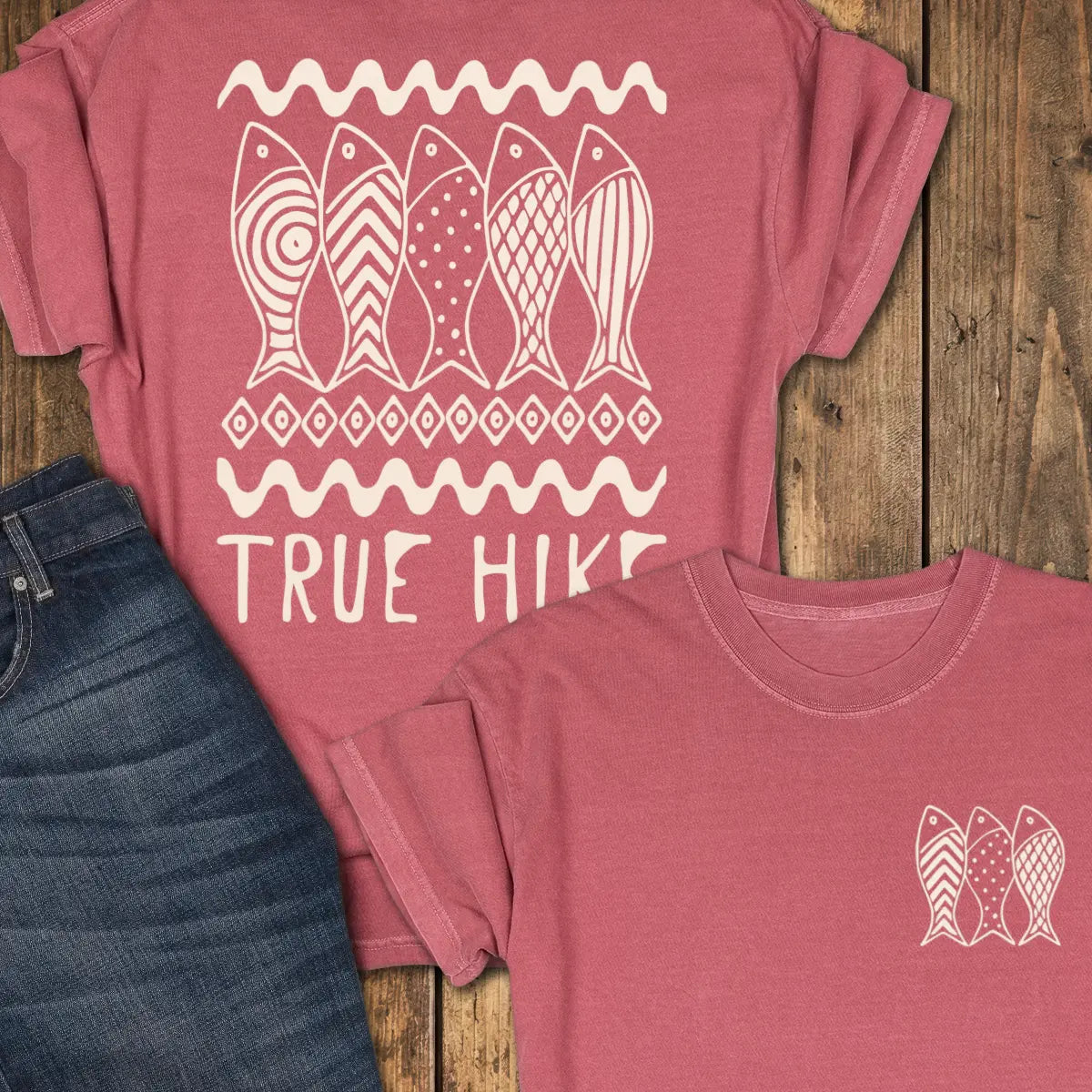 River Run — Back Print Tee - Crimson