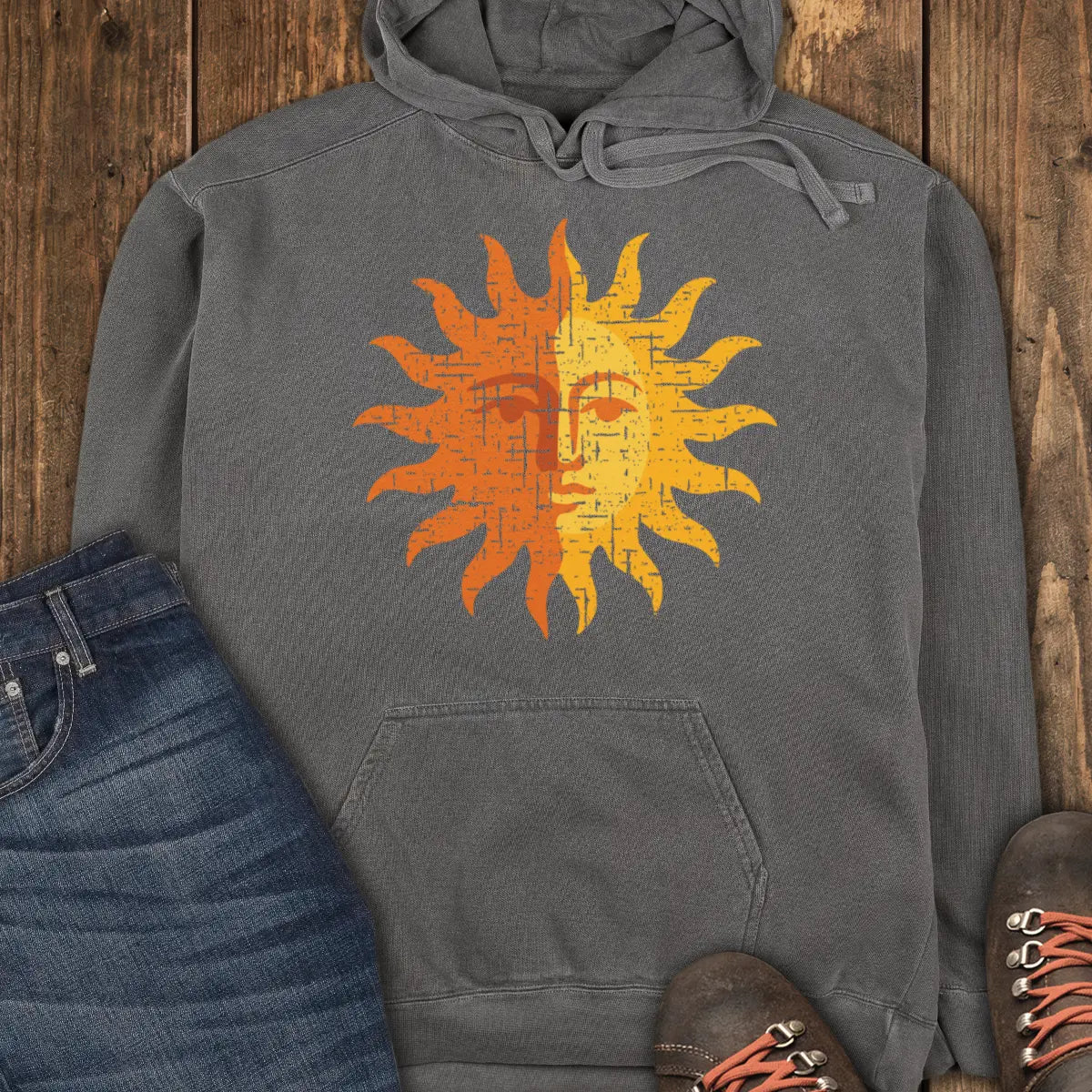 Rustic Sun Hoodie - Pepper