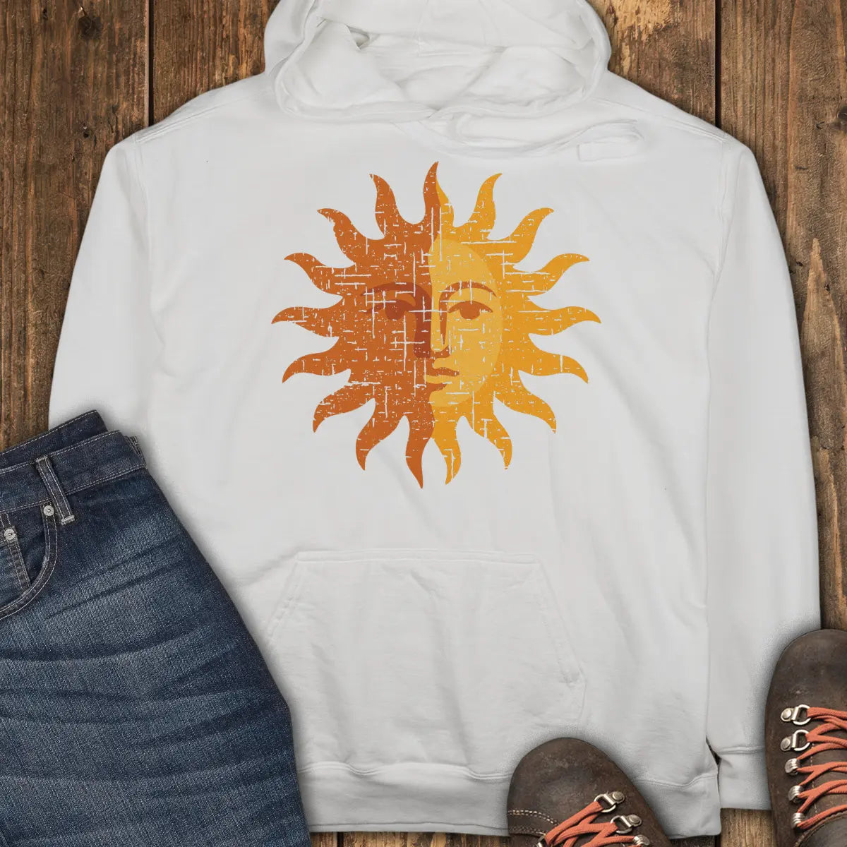 Rustic Sun Hoodie - White