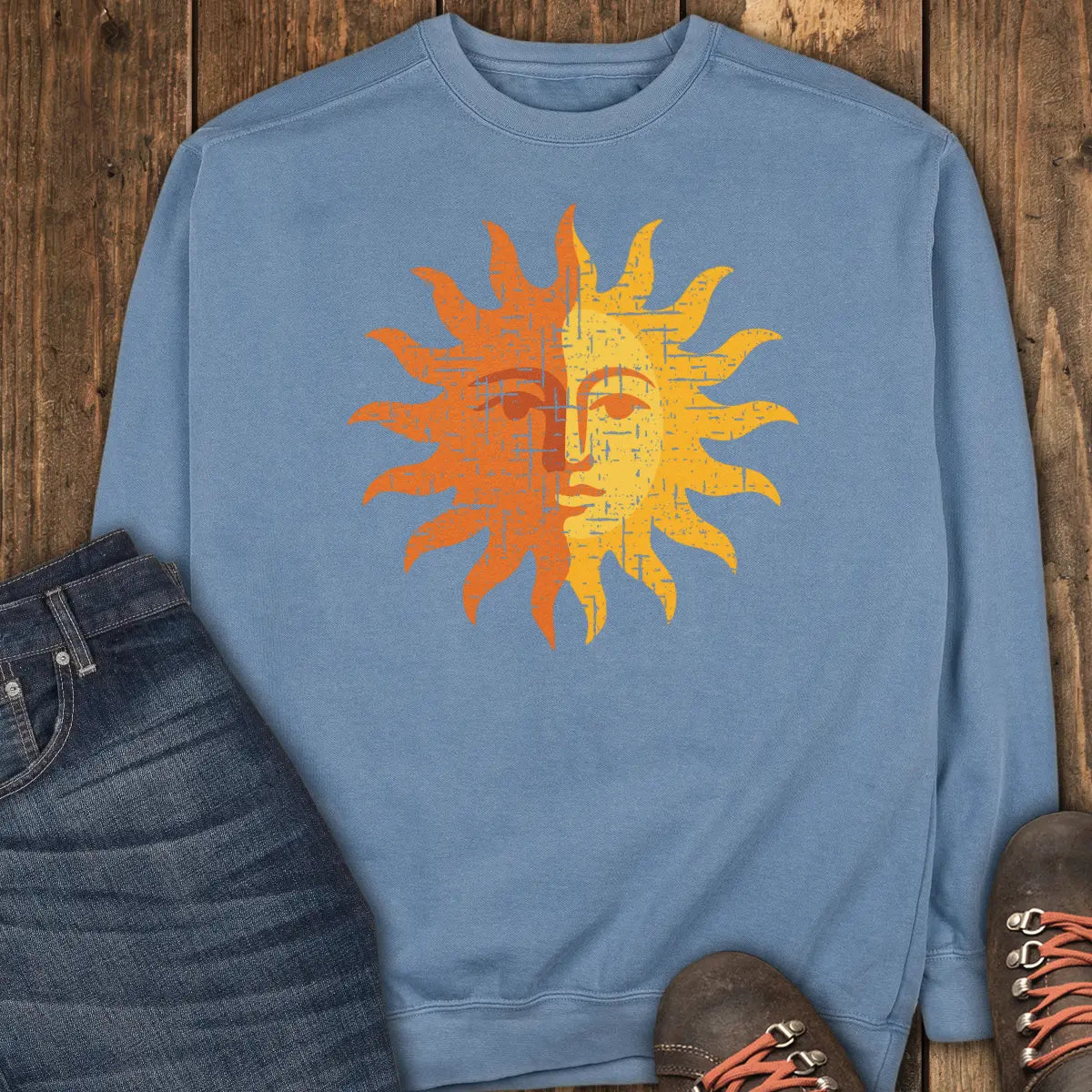 Rustic Sun Sweatshirt - Blue Jean