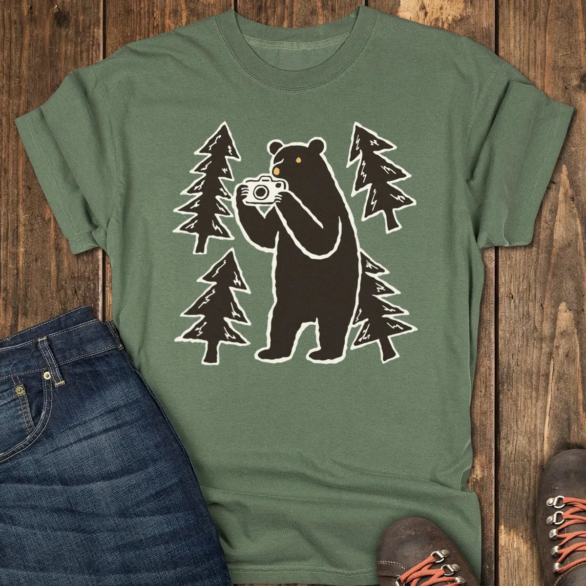 Say Cheese and Run Tee - Moss
