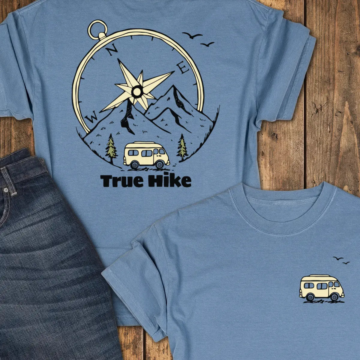 Scenic Route — Back Print Tee - Blue Jean