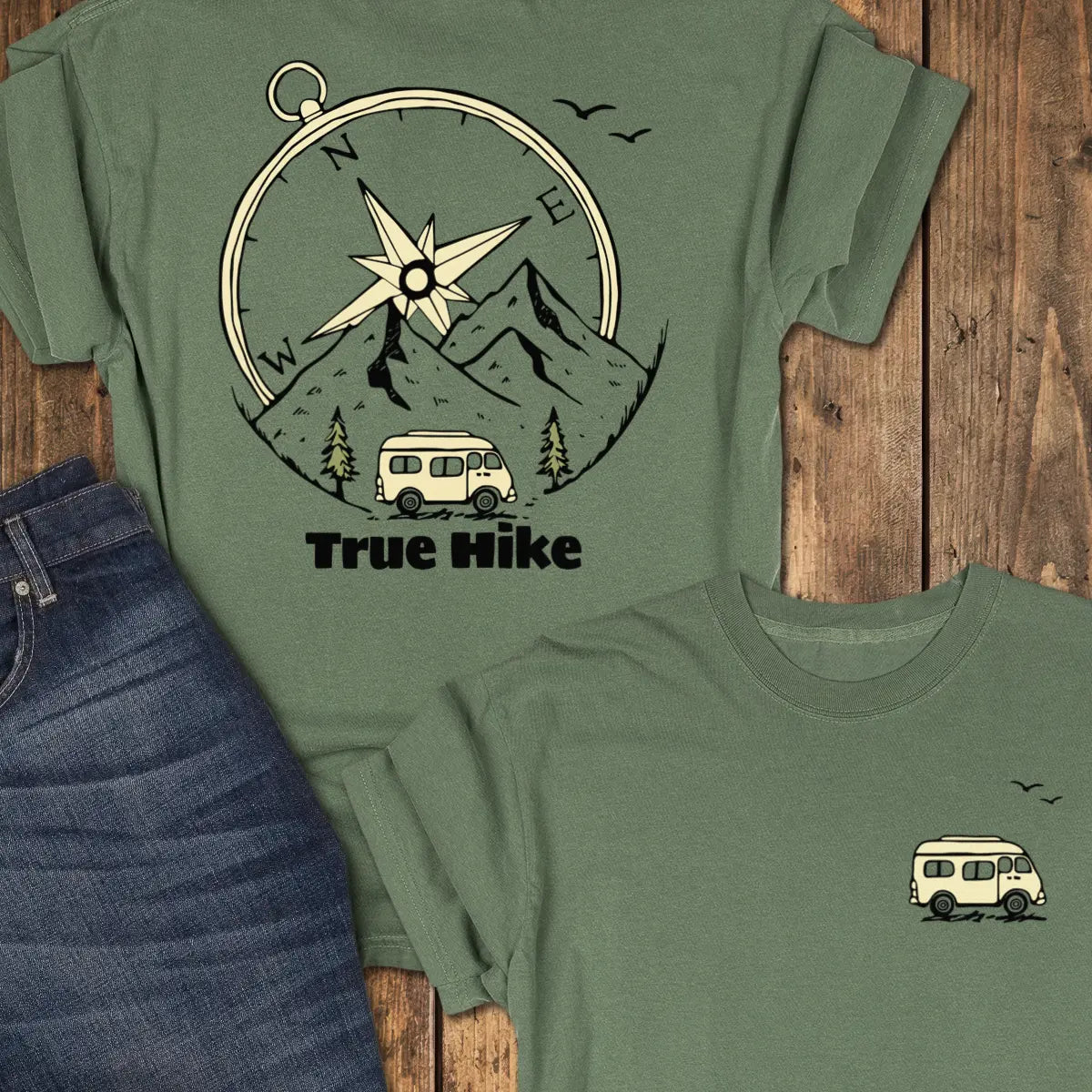 Scenic Route — Back Print Tee - Moss