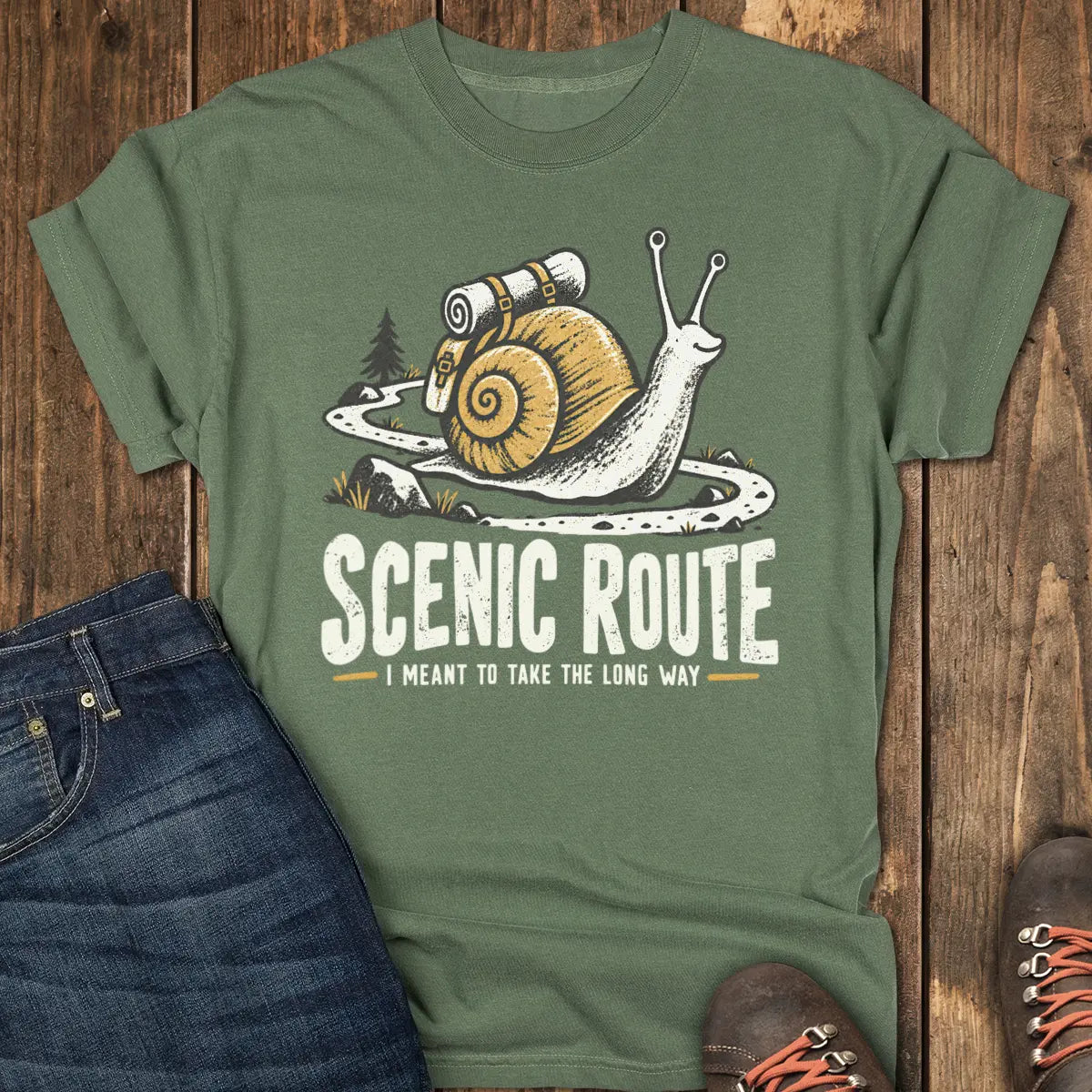 Scenic Route Snail Tee - Moss