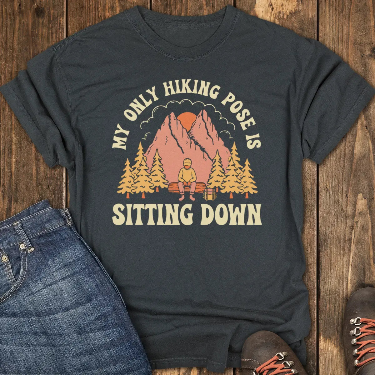 Sitting Pose Hiking Club Tee - Black