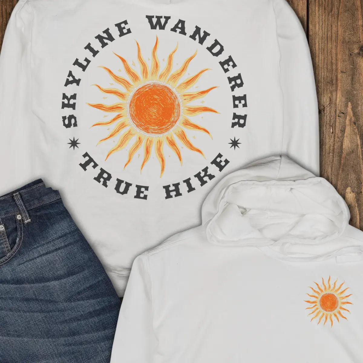 Skyline Wanderer — Back Print Hoodie - White