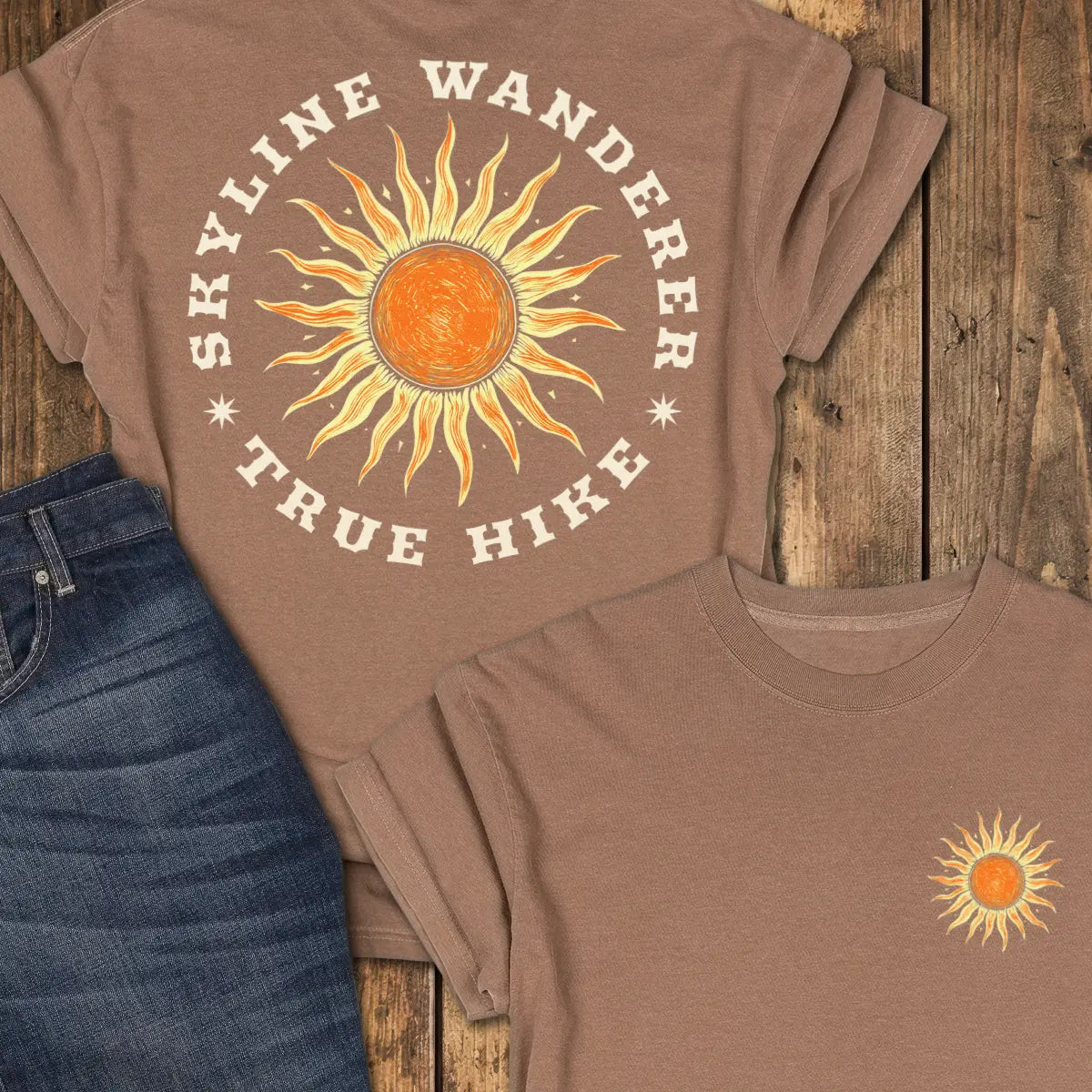 Skyline Wanderer — Back Print Tee - Espresso