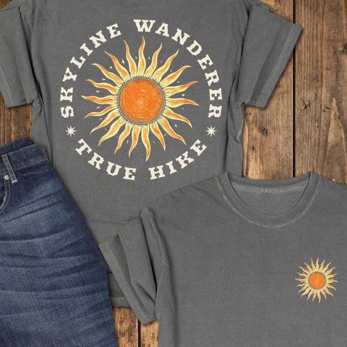 Skyline Wanderer — Back Print Tee - Pepper