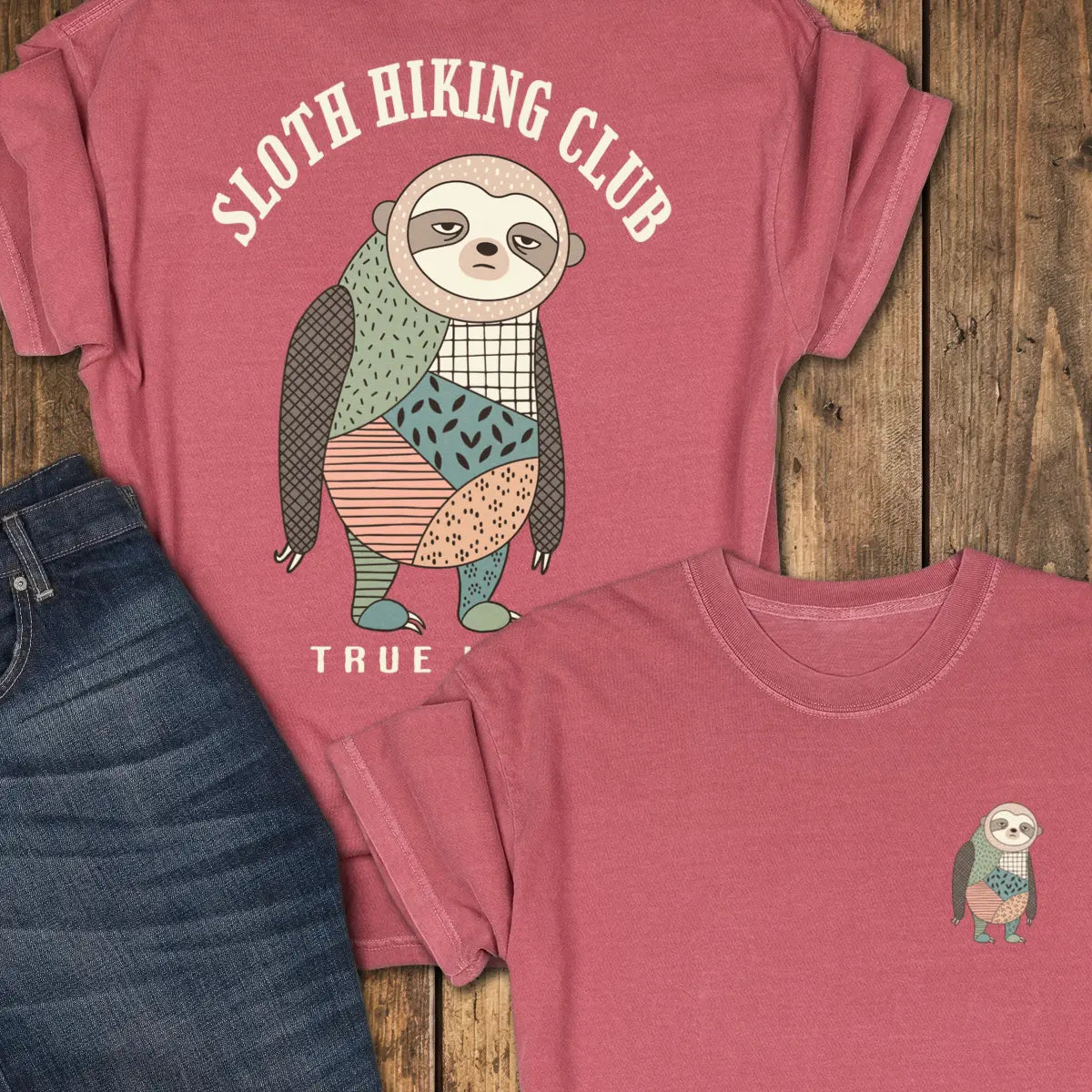 Sloth Hiking Club Tee - Crimson