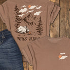 Tent Life, No Trail — Back Print Tee - Espresso