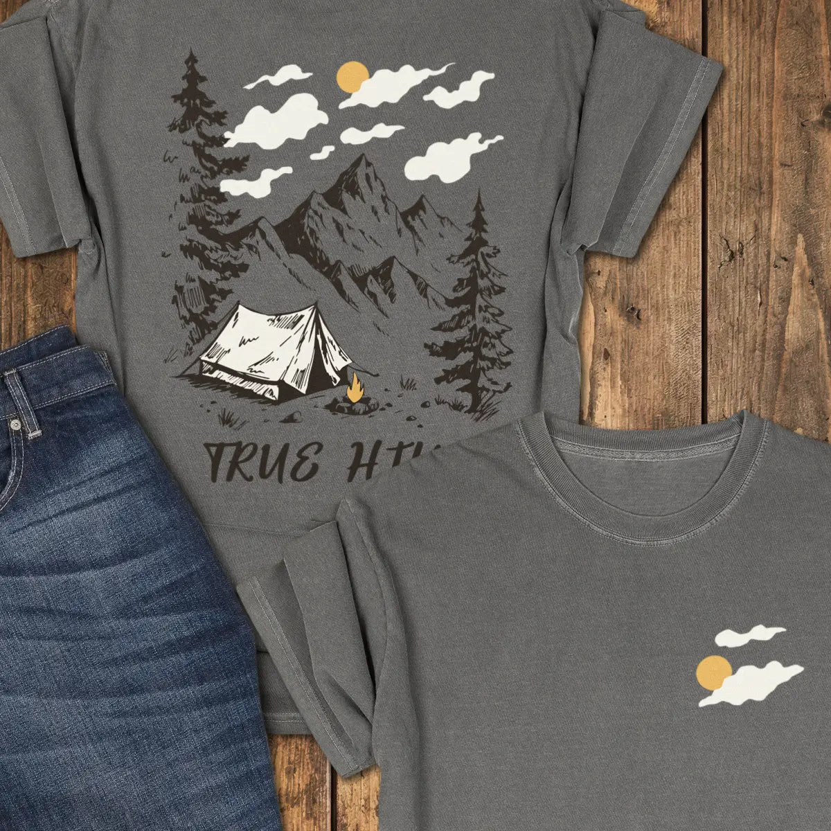 Tent Life, No Trail — Back Print Tee - Pepper