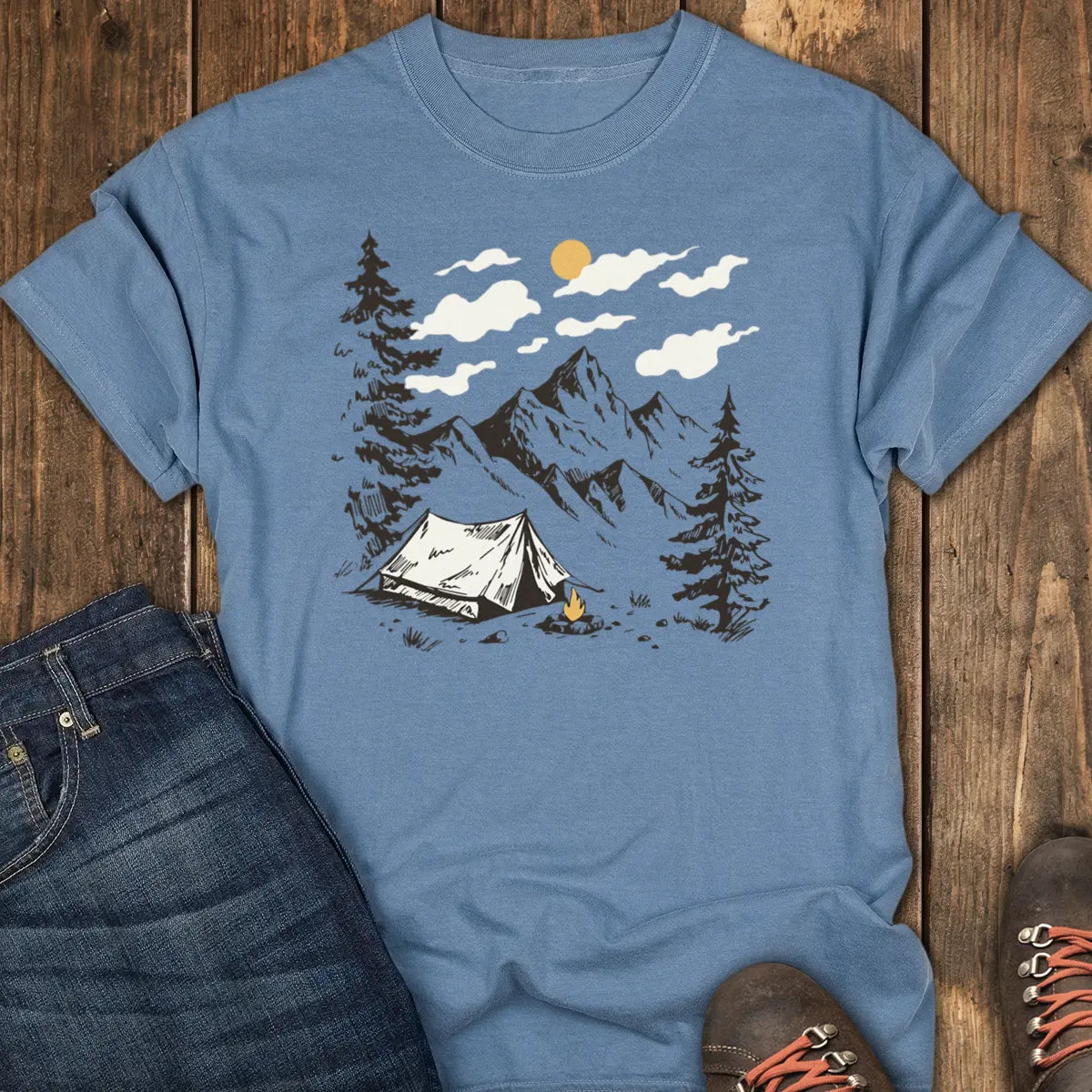 Tent Life, No Trail Tee - Blue Jean
