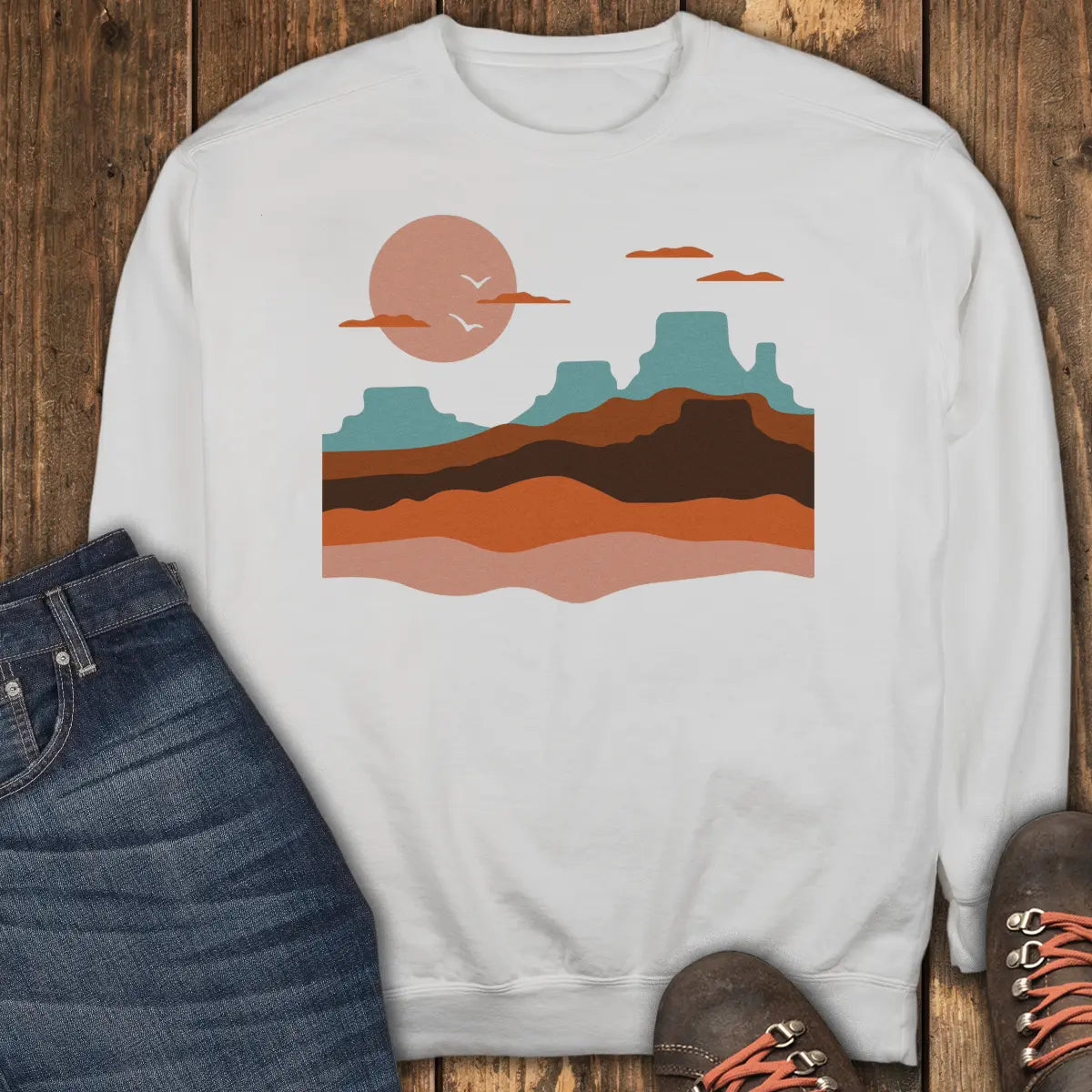 Terracotta Sky Sweatshirt - White