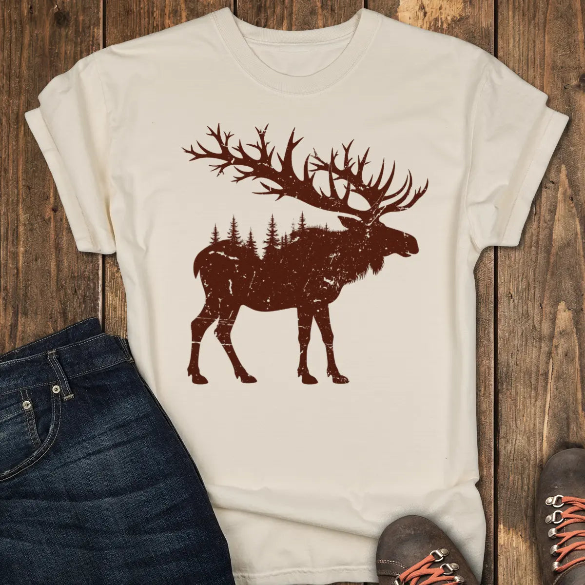 The Forest Moose Tee - Ivory