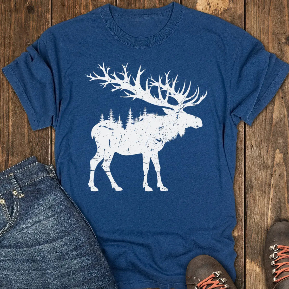 The Forest Moose Tee - Navy