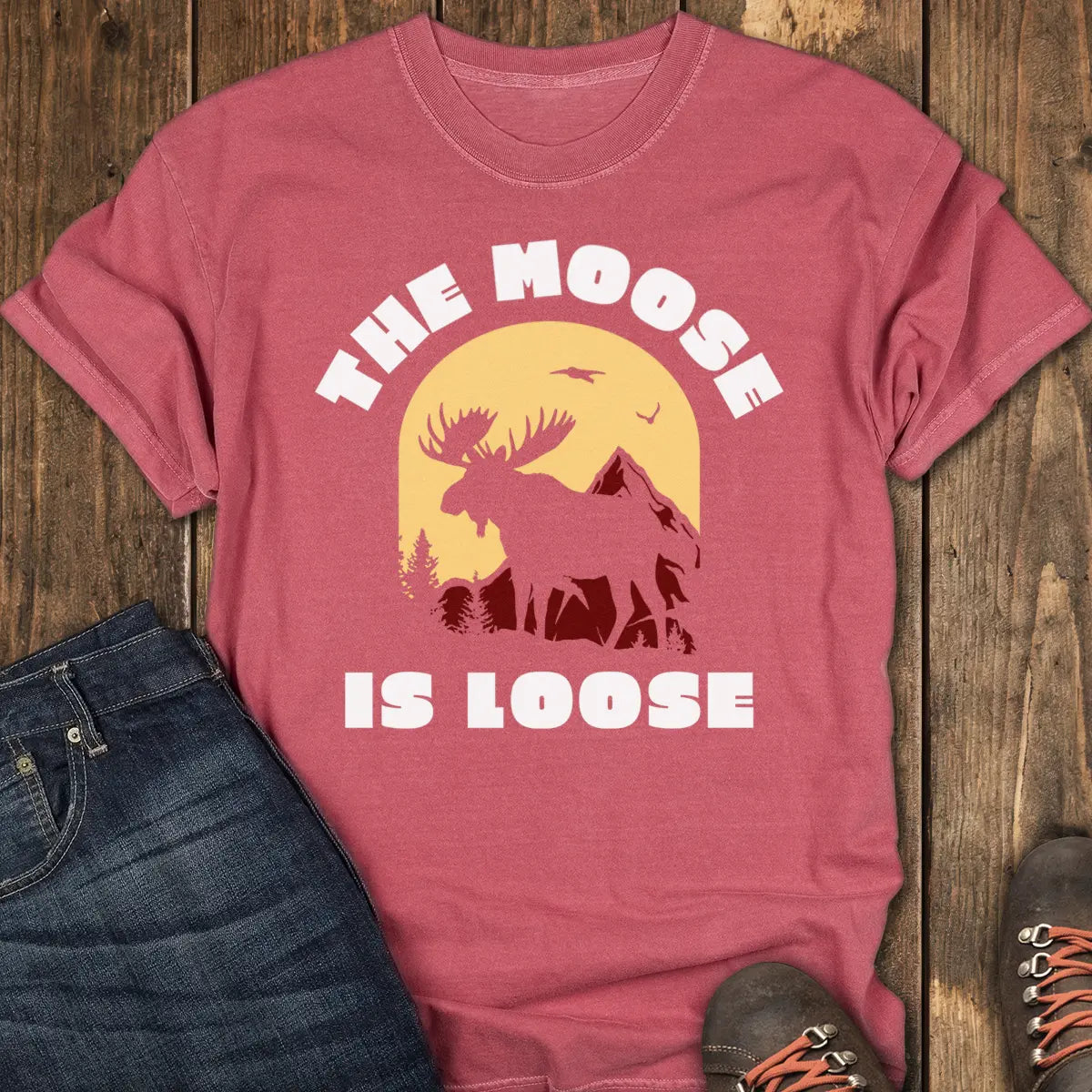 The Loose Moose Tee - Crimson