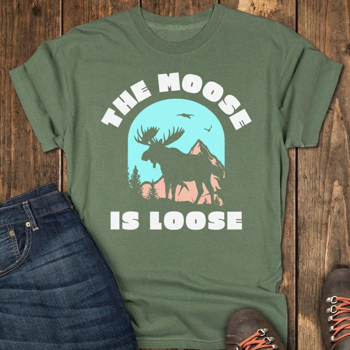 The Loose Moose Tee - Moss