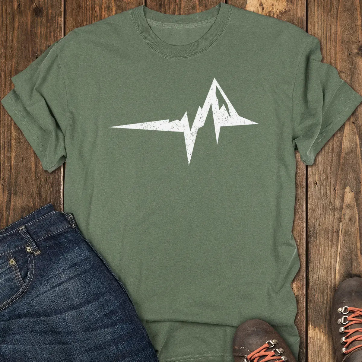 The Mountain Heartbeat Tee - Moss