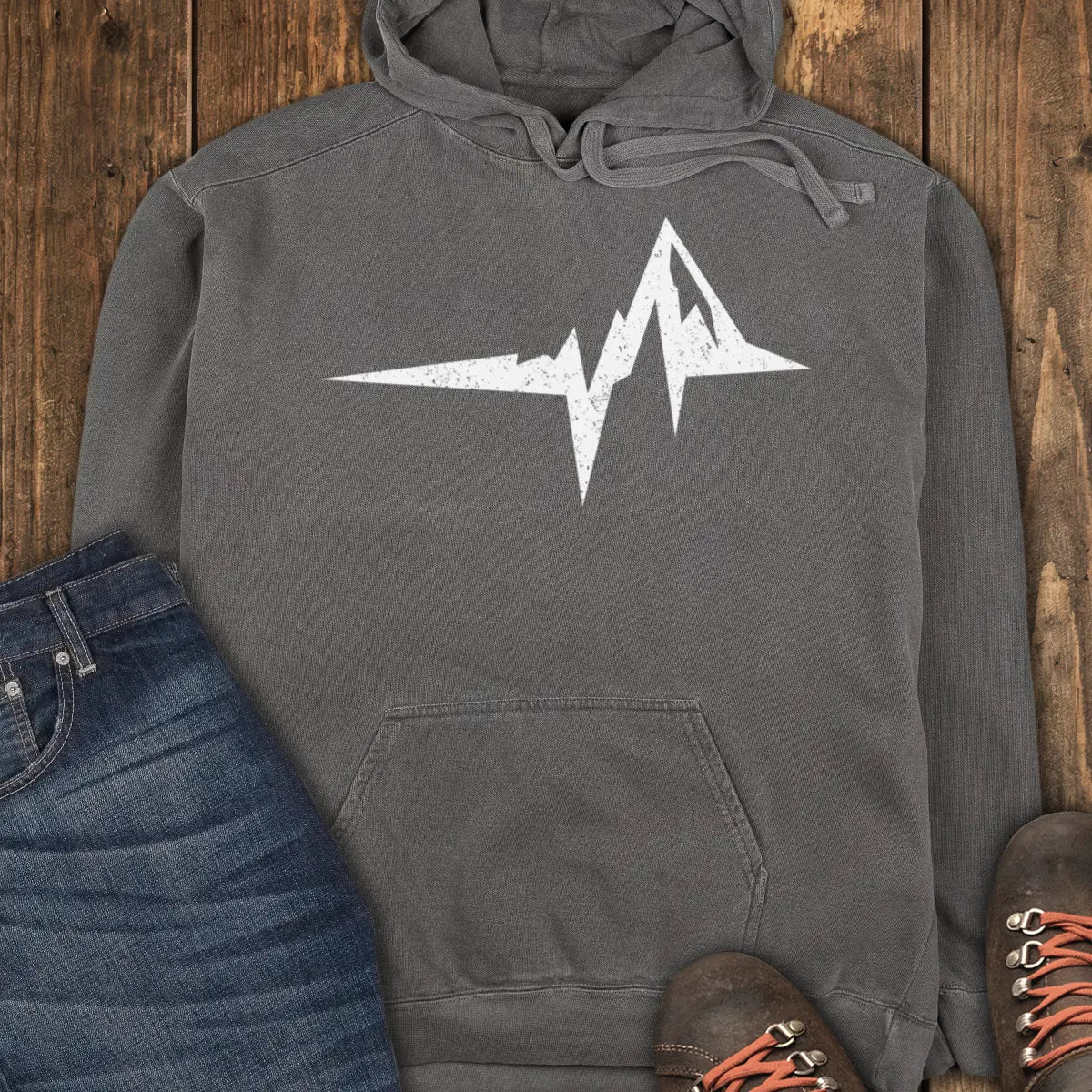 The Mountain Heartbeat Hoodie - Pepper