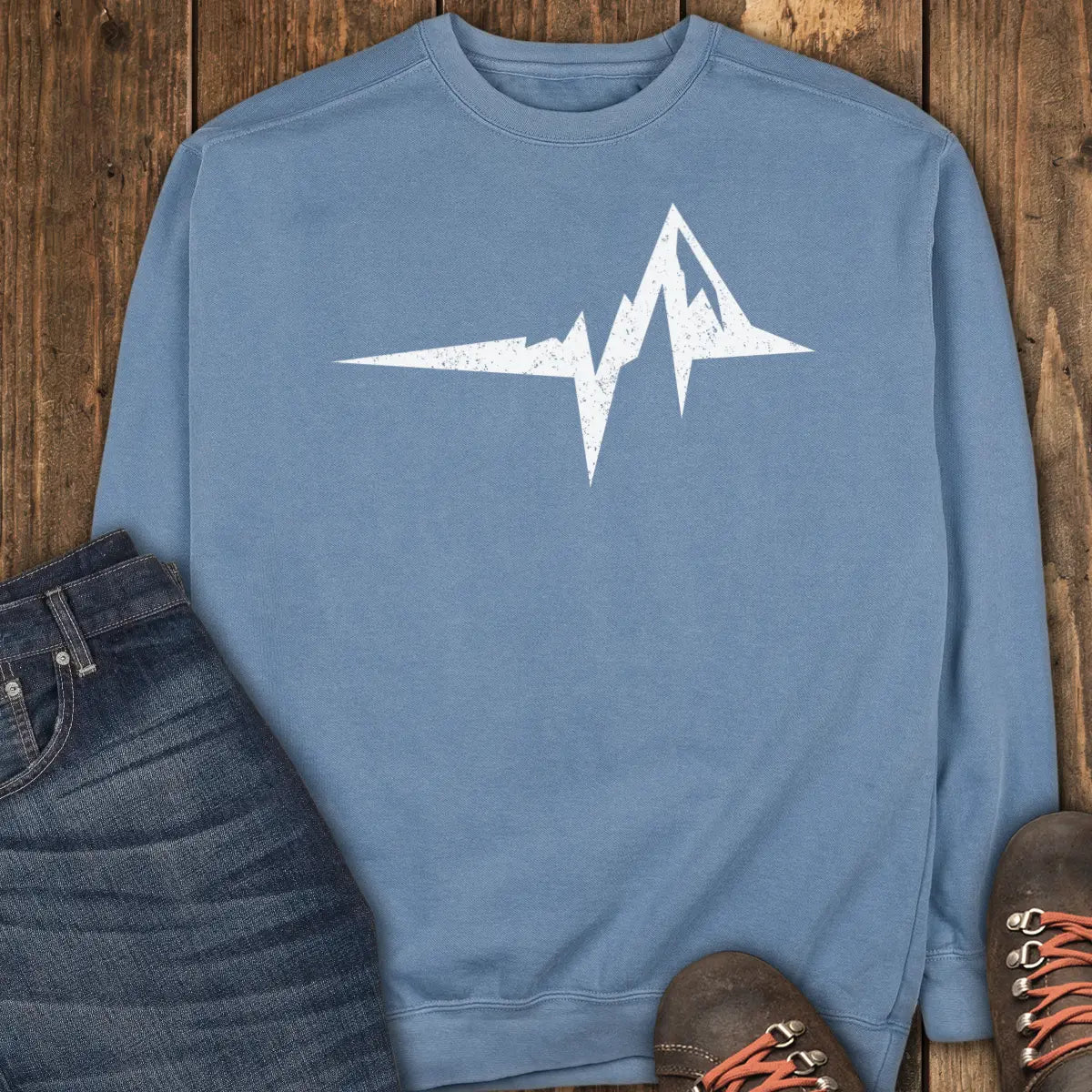 The Mountain Heartbeat Sweatshirt - Blue Jean