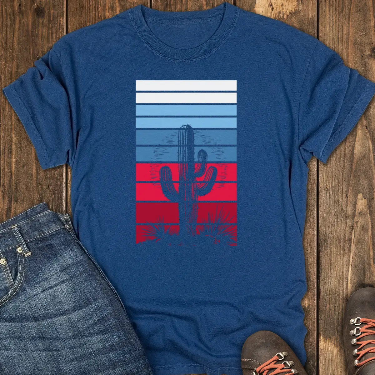 The Vintage Cactus Tee - Navy