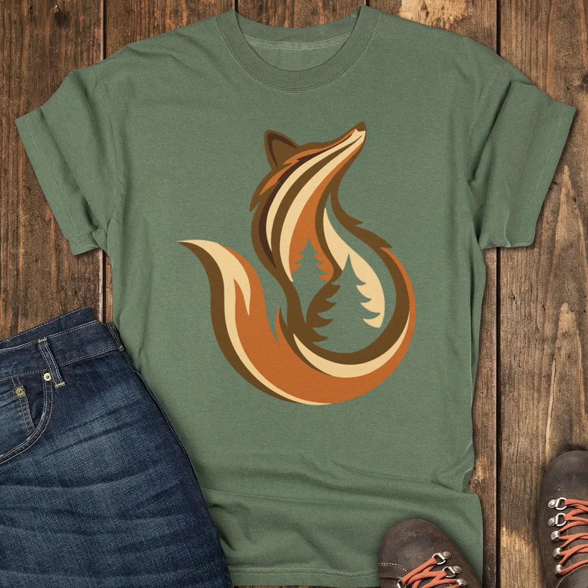 Trail Fox Tee - Moss