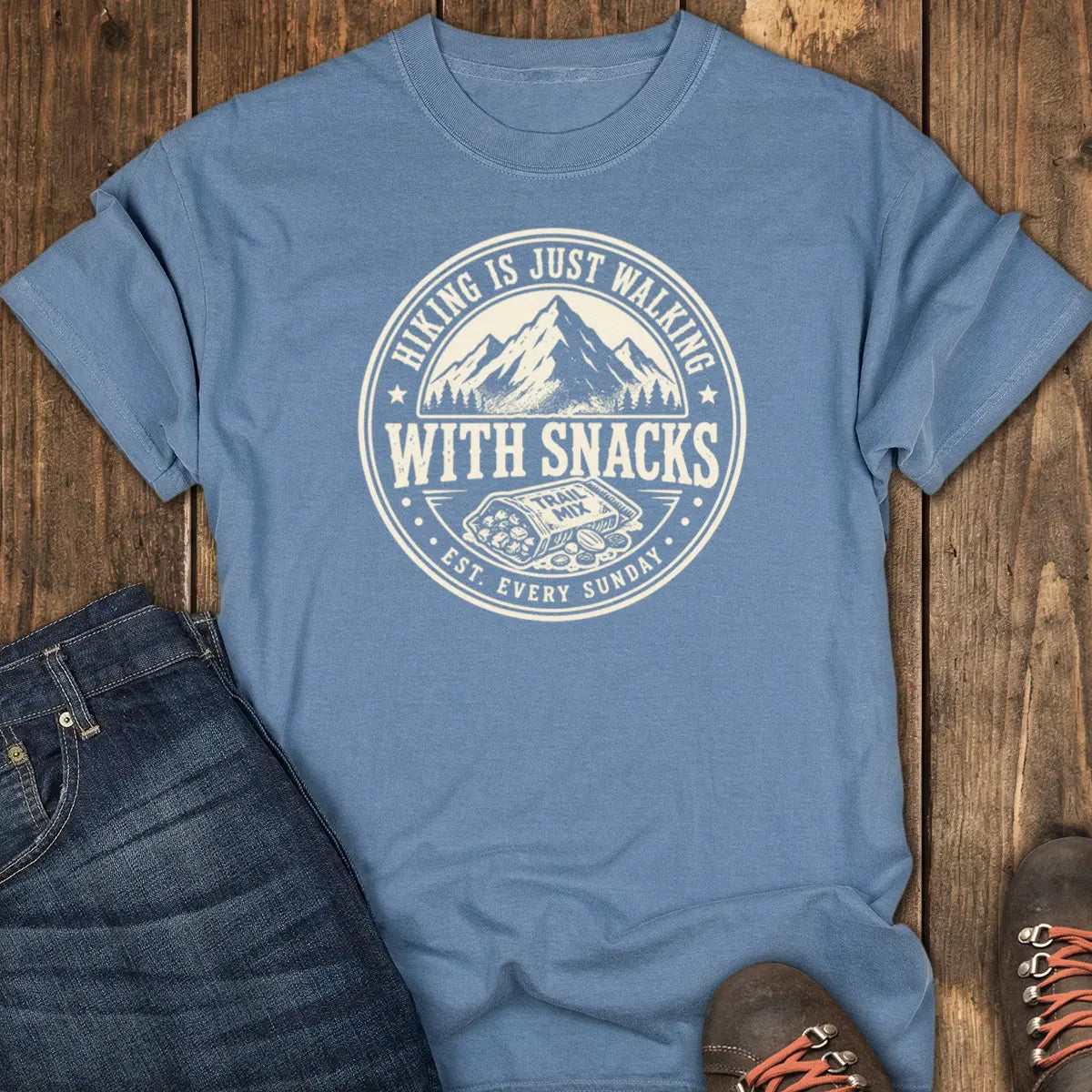 Trail Mix Badge Tee - Blue Jean