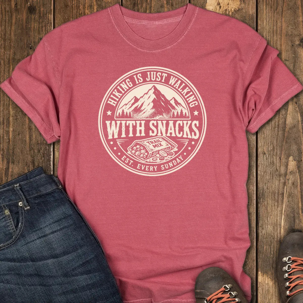 Trail Mix Badge Tee - Crimson