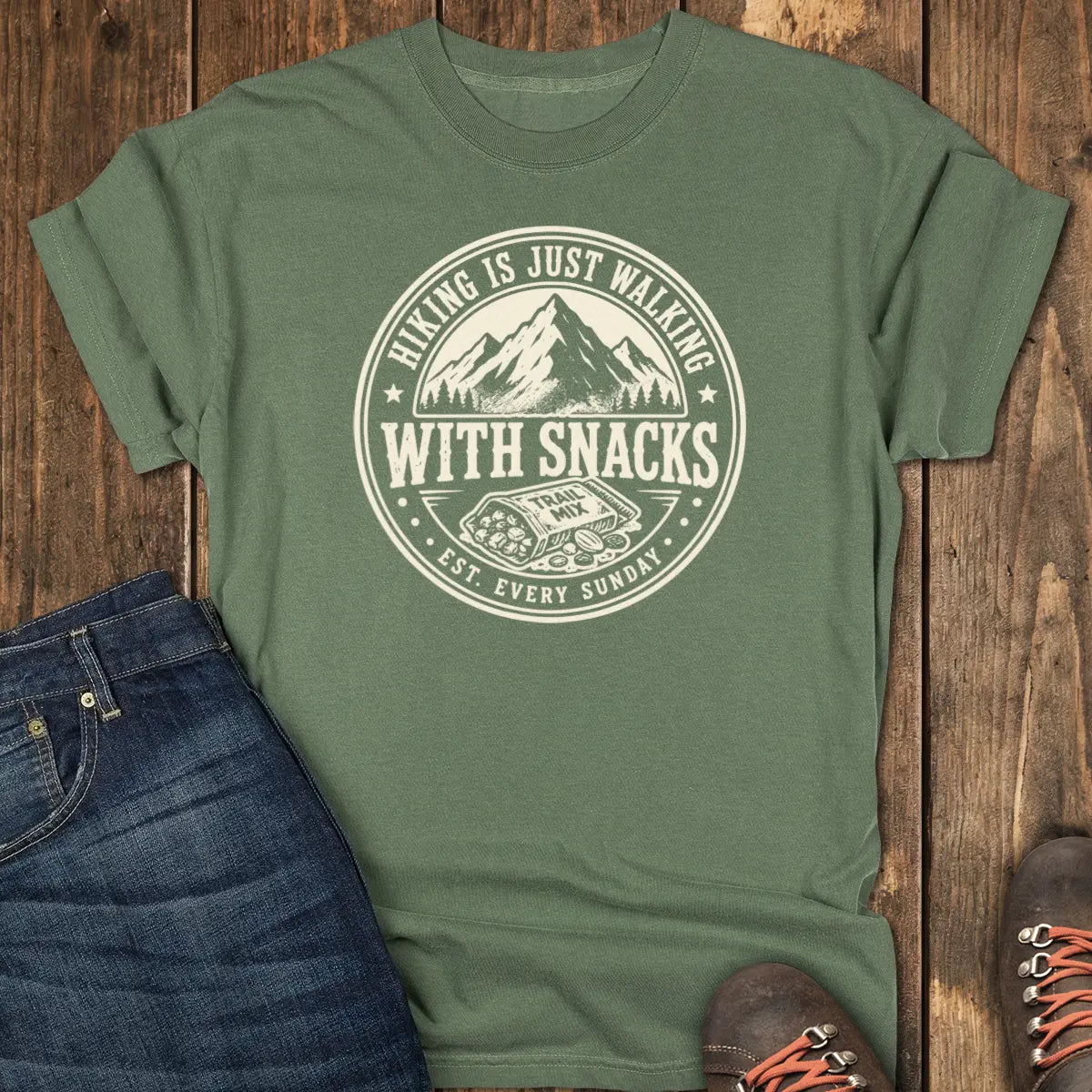 Trail Mix Badge Tee - Moss