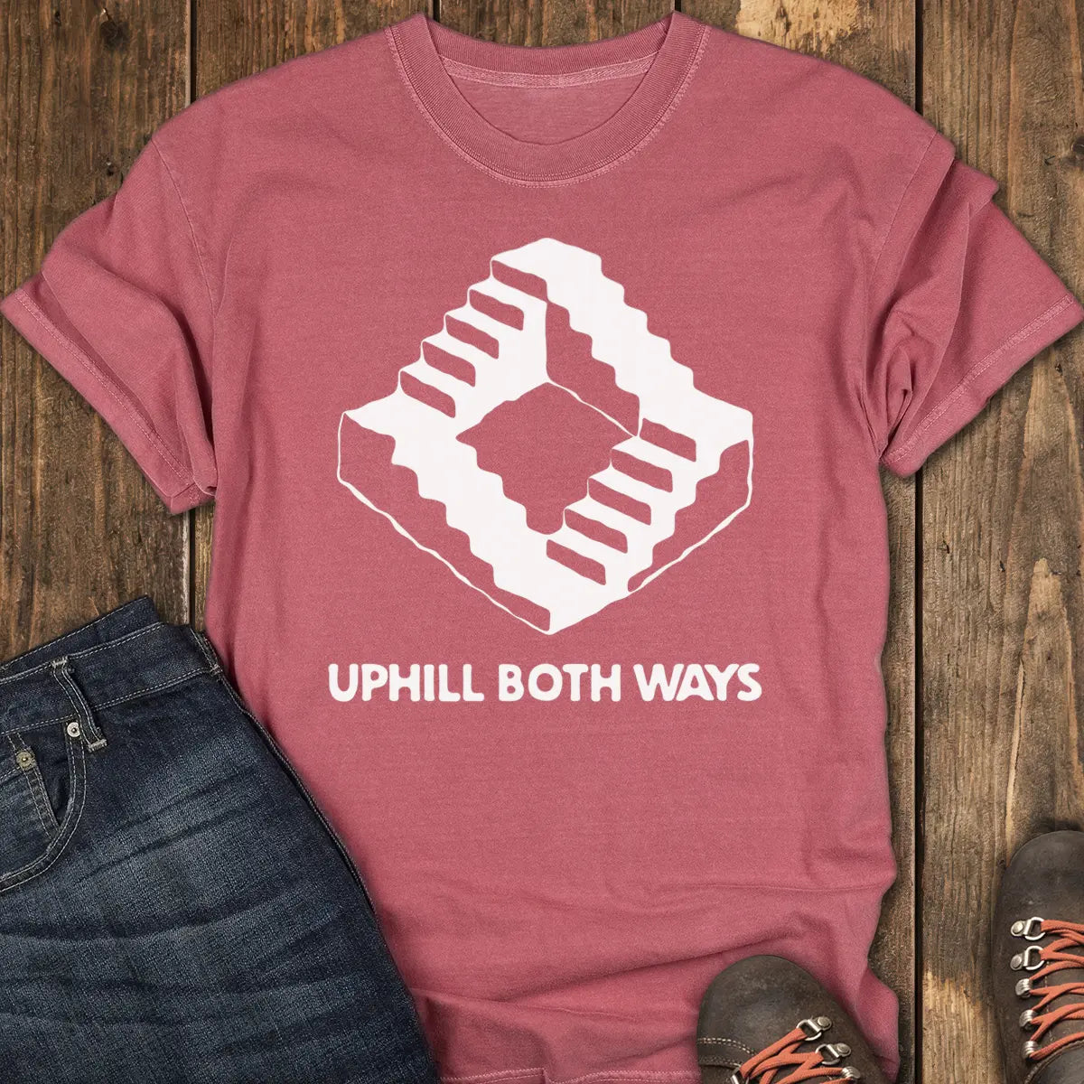 Uphill Both Ways Tee Tee - Crimson