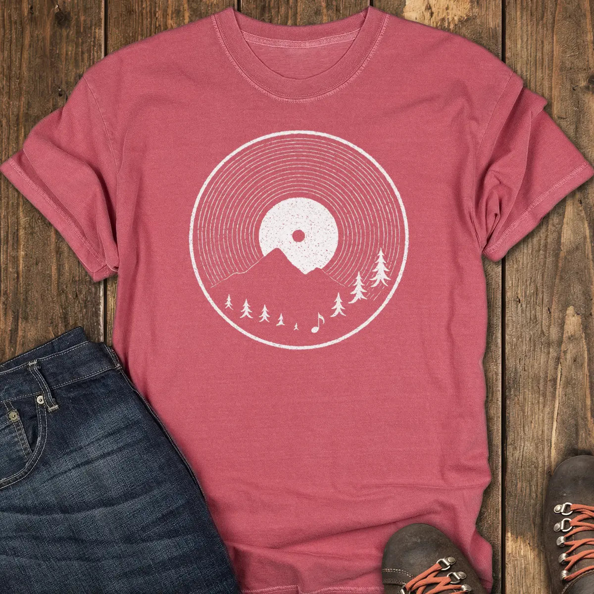 Vinyl Sunset Tee - Crimson