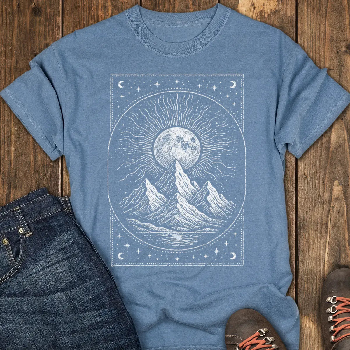 Wanderlight Peaks Tee - Blue Jean