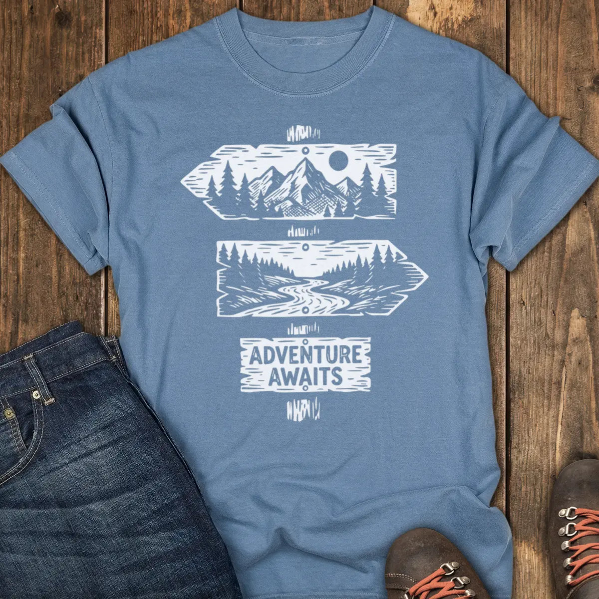Where Next Tee - Blue Jean