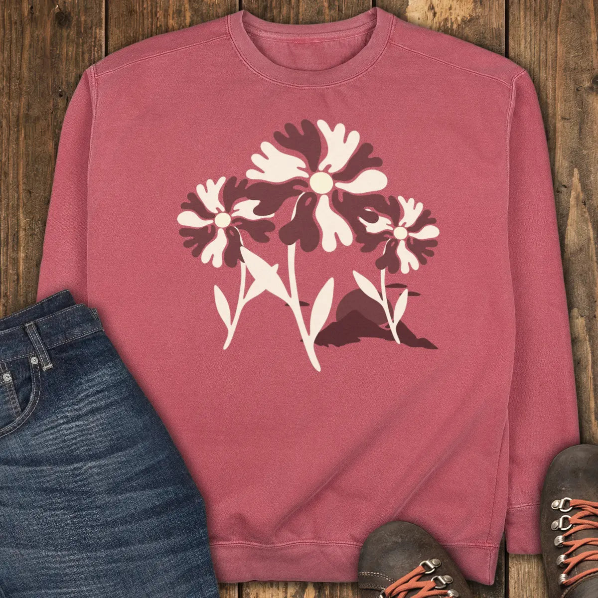 Wildflower Sweatshirt - Crimson