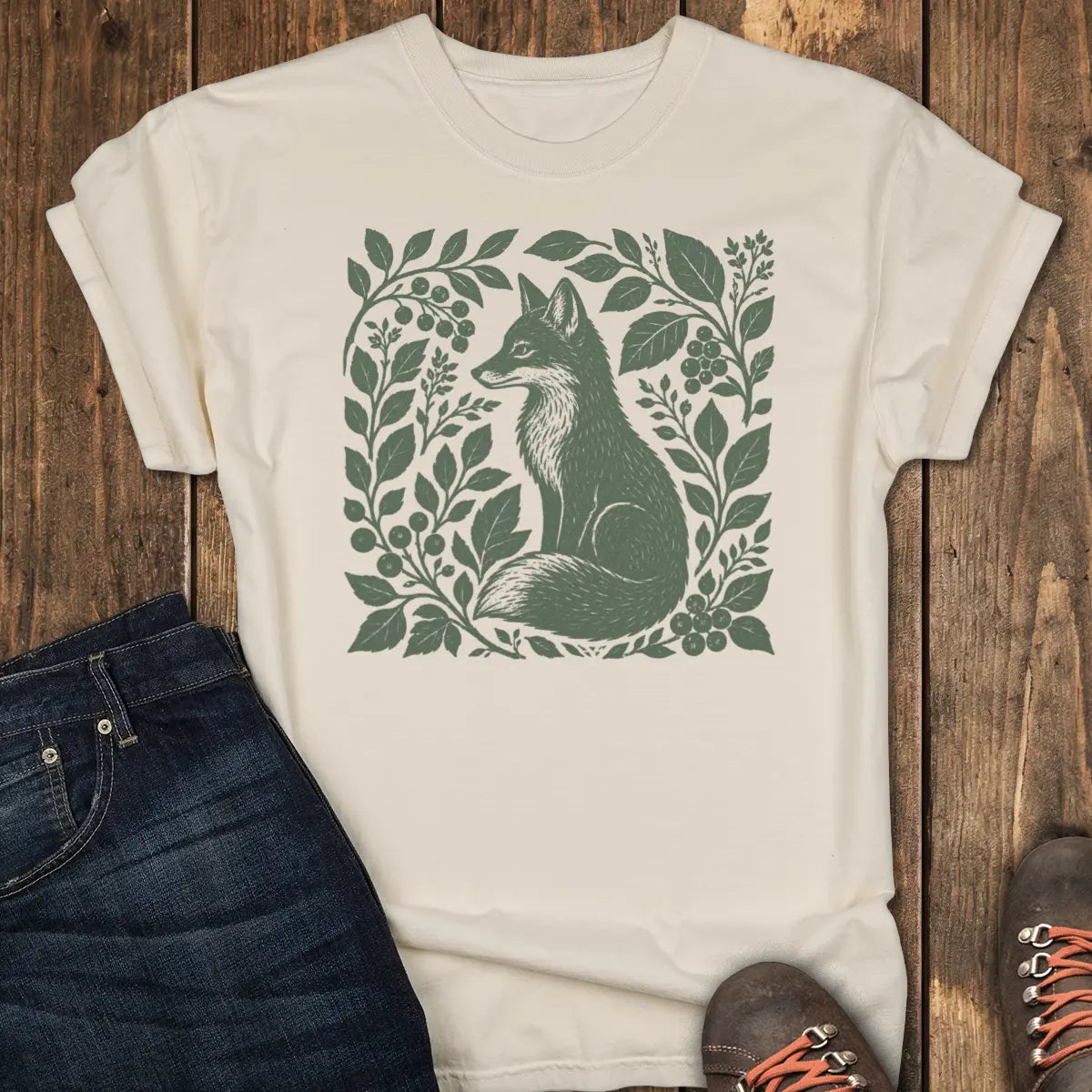 Woodland Fox Tee - Ivory