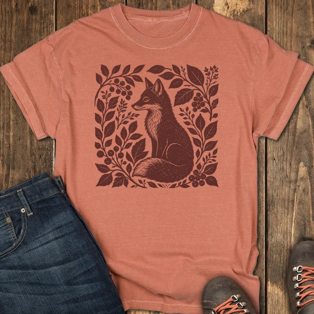 Woodland Fox Tee - Yam